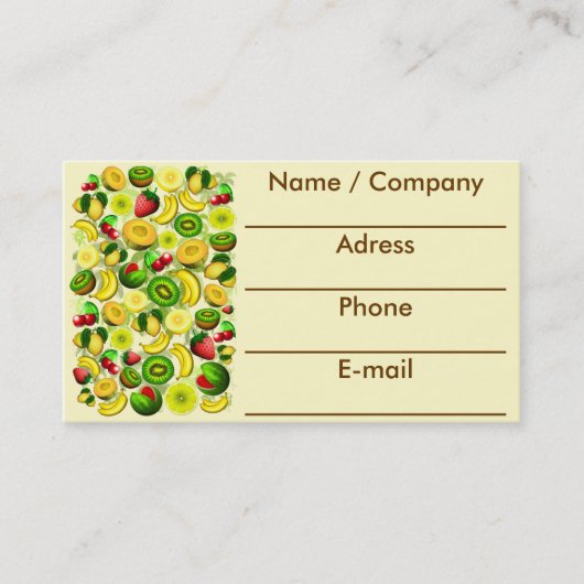 Summer Fruits Juicy Muster Business Cards Visitenkarte (Vorderseite)