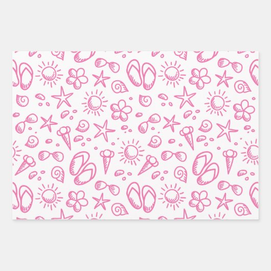 Summer Fun1 Wrapping Paper Flat Sheet Set 3 Geschenkpapier Set (Vorderseite 3)