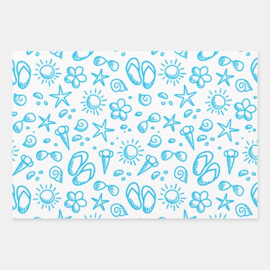 Summer Fun1 Wrapping Paper Flat Sheet Set 3 Geschenkpapier Set (Vorderseite 2)