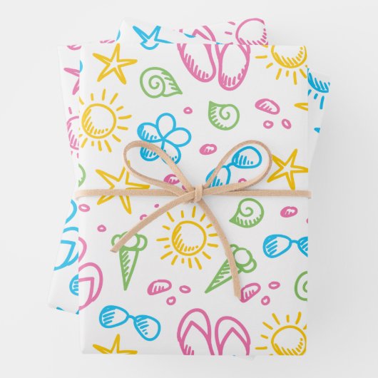 Summer Fun1 Wrapping Paper Flat Sheet Set 3 Geschenkpapier Set (Beispiel)