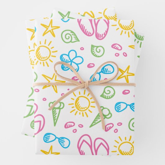 Summer Fun2 Wrapping Paper Flat Sheet Set 3 Geschenkpapier Set (Beispiel)