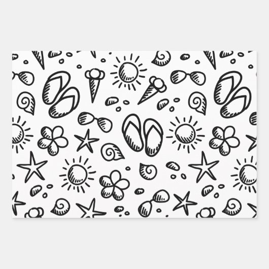 Summer Fun B&W Geschenkpapier Set (Vorderseite 3)