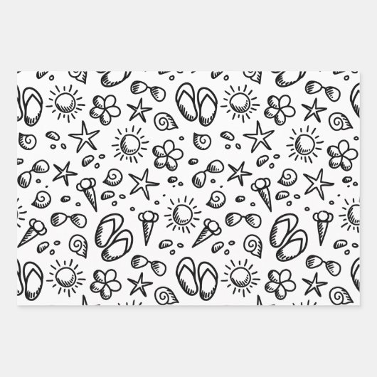 Summer Fun B&W Geschenkpapier Set (Vorderseite 2)