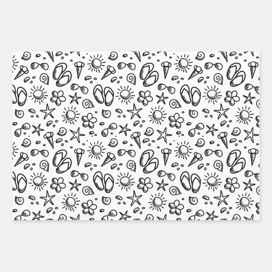 Summer Fun B&W Geschenkpapier Set (Vorderseite)