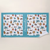 Summer Fun Beach Palm Tree Ananas Personalisiert Strandtuch (Vorderseite)