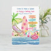 Summer Fun Beach und Surf Girls Geburtstag Einladung (Stehend Vorderseite)