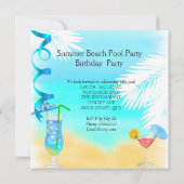 Summer Fun Blue Cocktail Beach Party Einladung (Rückseite)