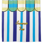 Summer Fun Blue Yellow Stripes Duschvorhang (Vorderseite)