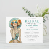 Summer Fun Brautparty und Pool Party Einladung (Stehend Vorderseite)