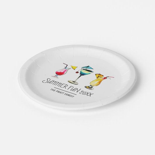 Summer Fun Cocktail Drinks Personalisiert Pappteller (Schrägansicht)