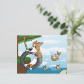 Summer Fun Corgi Postkarte (Stehend Vorderseite)