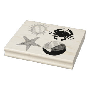 Summer Fun Crab Beach Ball Sunshine Starfish Gummistempel