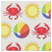Summer Fun Crab Beachball Sunshine Beach Urlaub Stoff (Nahaufnahme)