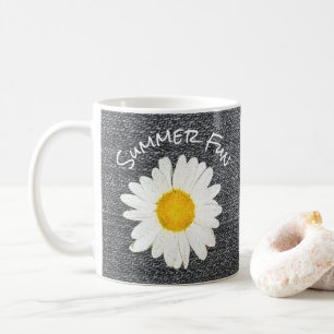 Summer Fun Daisy Blume auf Grau Personalisiert Kaffeetasse