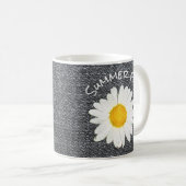 Summer Fun Daisy Blume auf Grau Personalisiert Kaffeetasse (VorderseiteRechts)