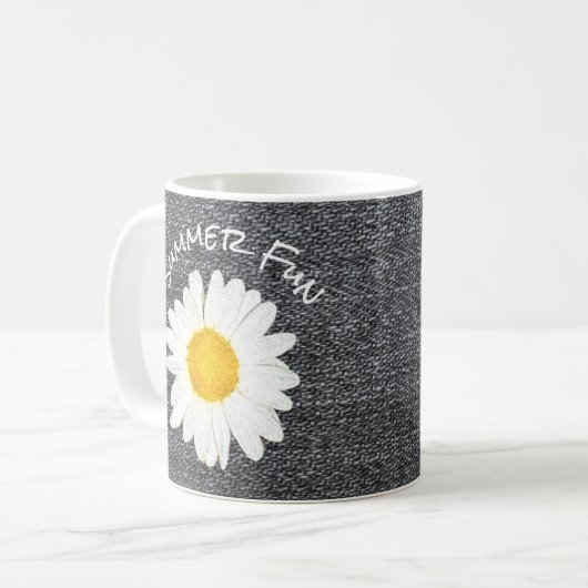 Summer Fun Daisy Blume auf Grau Personalisiert Kaffeetasse (Vorderseite Links)