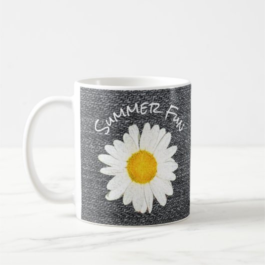 Summer Fun Daisy Blume auf Grau Personalisiert Kaffeetasse (Links)