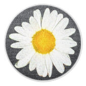 Summer Fun Daisy Blume auf Grau Vintag Keramikknauf (Vorderseite)