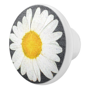 Summer Fun Daisy Blume auf Grau Vintag Keramikknauf