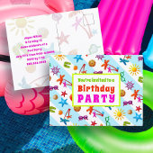 Summer Fun Girl's Birthday Party Einladung Postkarte