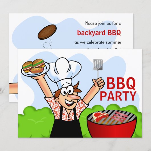 Summer Fun GRILLEN Party Einladung (Vorne/Hinten)