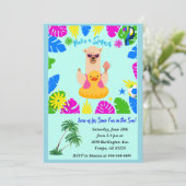 Summer Fun Llama Pool Party Personalisiert Einladung (Stehend Vorderseite)