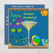 Summer Fun Martini Pool Party Einladung (Vorne/Hinten)