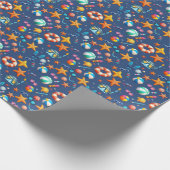 Summer Fun Muster leuchten blau Geschenkpapier (Ecke)