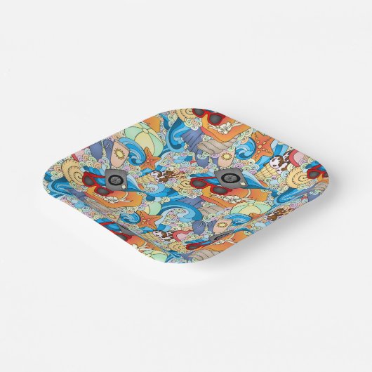 Summer Fun Muster Pappteller (Gewinkelt)