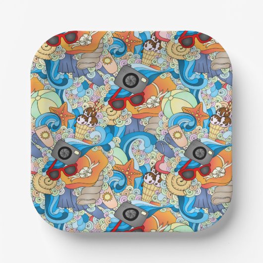 Summer Fun Muster Pappteller (Vorderseite)