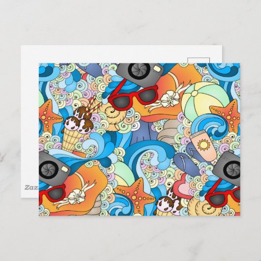 Summer Fun Muster Postkarte (Vorne/Hinten)