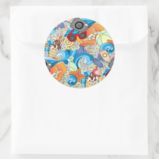 Summer Fun Muster Runder Aufkleber (Tasche)
