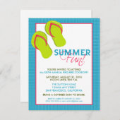 Summer Fun Picnic/GRILLEN Invitation (pink/aqua) Einladung (Vorne/Hinten)