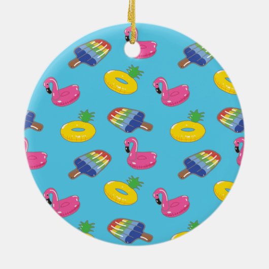 Summer Fun Pool Float Themenweihnachtsfest Keramik Ornament (Hinten)