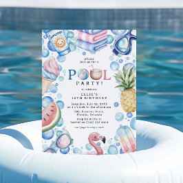 Summer Fun Pool Party Birthday Einladung