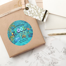 Summer Fun Pool Party Danke Ihnen Geburtstag Runder Aufkleber