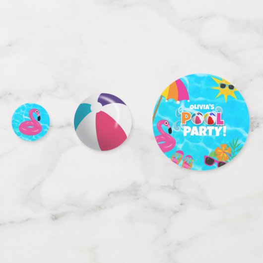 Summer Fun Pool Party Individuelle Name Konfetti (Rückseiten)