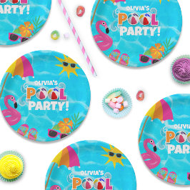 Summer Fun Pool Party Individuelle Name Pappteller