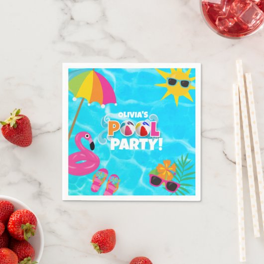Summer Fun Pool Party Individuelle Name Serviette (Beispiel)