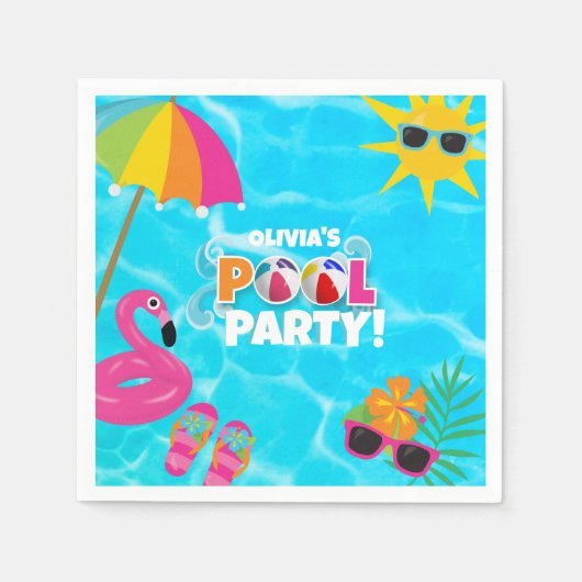 Summer Fun Pool Party Individuelle Name Serviette (Vorderseite)