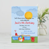 Summer Fun Sand Box Geburtstag Einladungen (Stehend Vorderseite)