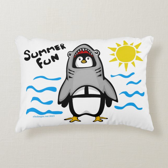 Summer Fun Shark Penguin Dekokissen (Vorderseite)