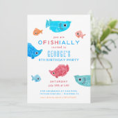 Summer Funky Fish Birthday Pool Party Einladung (Stehend Vorderseite)