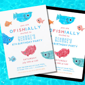 Summer Funky Fish Birthday Pool Party Einladung
