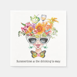 Summer Funny Babe Retro Cocktail Paper Napkin Serviette