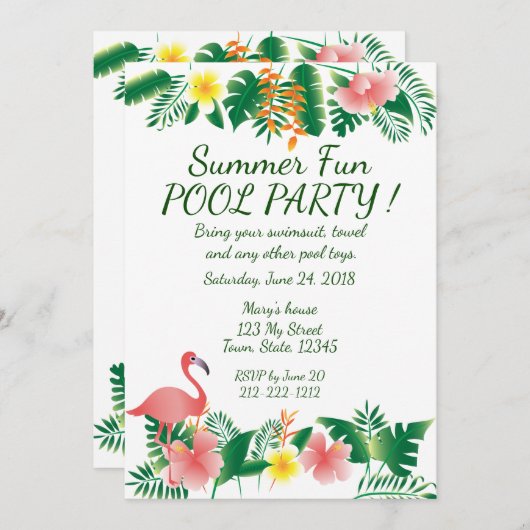 Summer Fusion Pool Party Einladung (Vorne/Hinten)