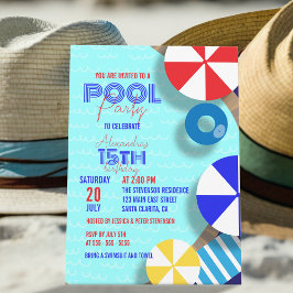 Summer Fusion Pool Party Geburtstagsfeier Einladung