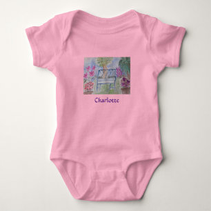 Summer Garden Bench Baby Strampler