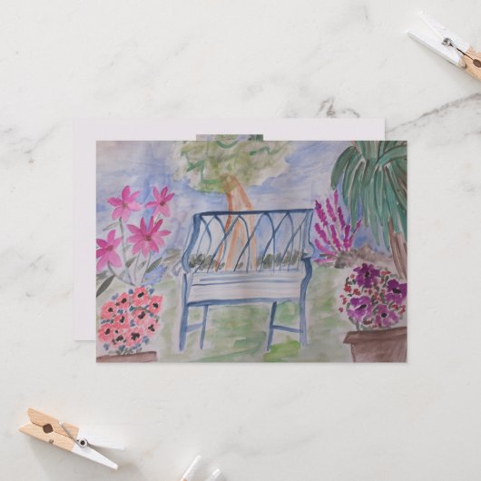 Summer Garden Bench Flat Karte (Vorderseite/Rückseite Beispiel)