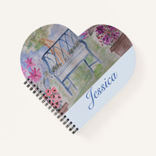 Summer Garden Bench Heart Notebook Notizblock
